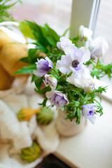 only aneon. Bouquet of flowers. Natural fresh flower.