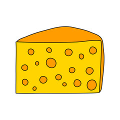 Piece of cheese. Isolated on white background. Vector illustration
