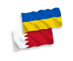 Flags of Bahrain and Ukraine on a white background