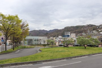 Fototapeta na wymiar 上諏訪駅ロータリー（長野県諏訪市）,Suwa City(Nagano Pref,Japan)