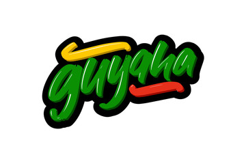 Guyana hand drawn modern brush lettering. Vector illustration logo text for webpage, print and advertising.
