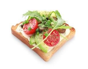 Tasty sandwich on white background