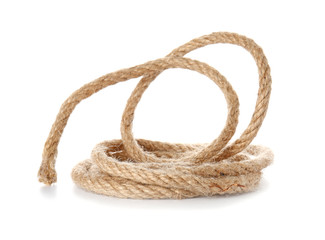 Rolled rope on white background