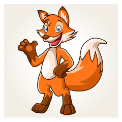 cute fox cartoon waving © REYYARTS