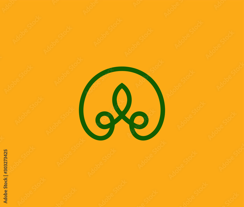 Poster three leaf loop logo icon minimal emblem design template