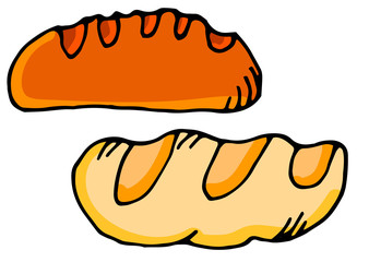 Colorful and tasty loaf. Hand-drawn vector illustration isolated on white background.
