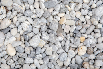 Colorful small pebbles or stone in garden with difference color.