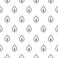 Seamless floral pattern. Repeating texture of leaf outline on white background.