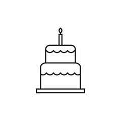 birthday cake celebration party line design icon