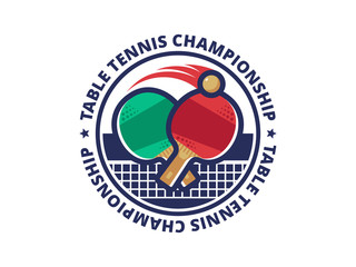 Table tennis, ping pong championship vector emblem, logo design