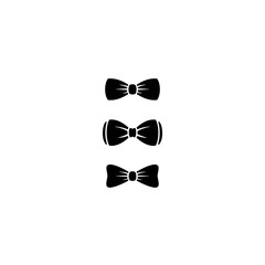 Gentleman bow tie icons set isolated on white background. Silhouette of man's necktie.