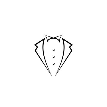 Gentleman avatar isolated on white background. bow tie with buttons and black suit or tuxedo.