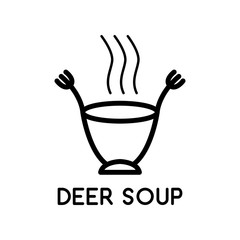 bowl and deer soup logo. deer face as bowl logo