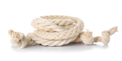 Rolled rope on white background
