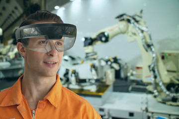 iot smart technology futuristic in industry 4.0 concept, engineer use augmented mixed virtual reality to education and training, repairs and maintenance, sales, product and site design, and more.