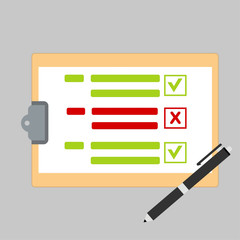 Hand filling checklist on To Do List. Form illustration with paper work document. Vector Modern flat design concept for web banners, web sites, printed materials, infographics.