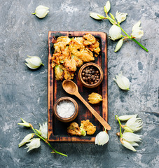 Fried yucca flowers