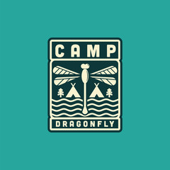 Camp dragonfly simple logo design for camping club