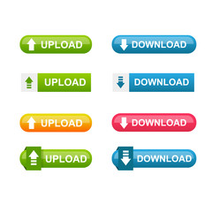 Upload and Download buttons vector art design