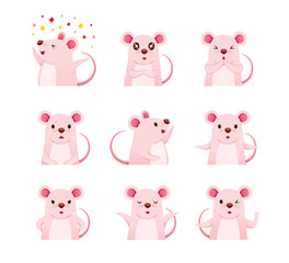 Rats Emoticons Icons Set, Year Of The Rat, Zodiac