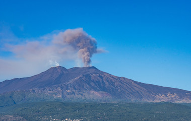 etna volcano near messina on sicily island, italy