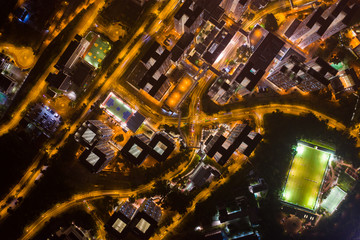 Flats in Hong kong high rise aerial view