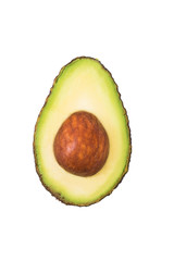 open avocado isolated on white background