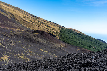 etna volcano near messina on sicily island, italy