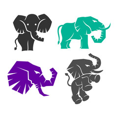 Elephant Collection Logo Design Illustration Template Set
