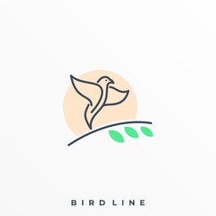 Bird Line Illustration Vector Template