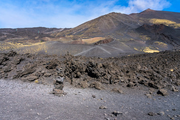 etna volcano near messina on sicily island, italy