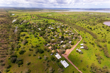 Oblique aerial view of  the abandoned indigenous community 