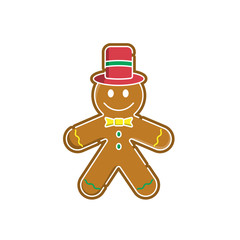 Christmas Gingerbread vector illustration isolated on white background. Cute, Funny Gingerbread in trendy flat design style. Christmas Gingerbread vector icon modern and simple flat symbol for graphic