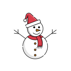 Christmas Snowman vector illustration isolated on white background. Cute Funny Snowman in trendy flat design style. Christmas Snowman vector icon modern and simple flat symbol for website, logo.