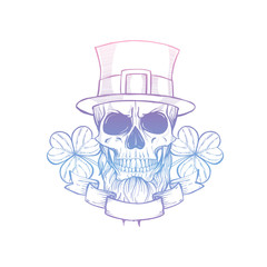 Hand drawn angry skull of leprechaun