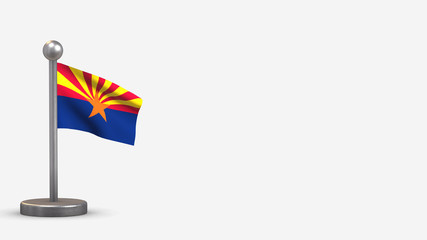 Arizona 3D waving flag illustration on tiny flagpole.