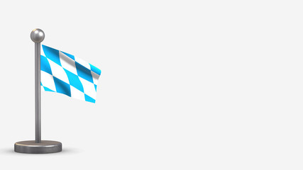 Fototapeta premium Bavaria 3D waving flag illustration on tiny flagpole.