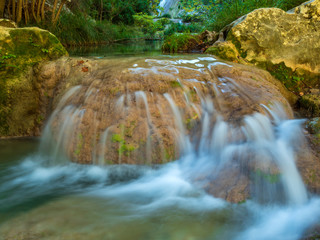 Waterfall green forest river stream