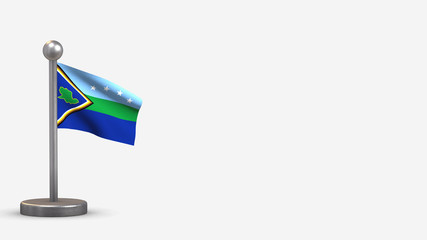 Delta Amacuro 3D waving flag illustration on tiny flagpole.