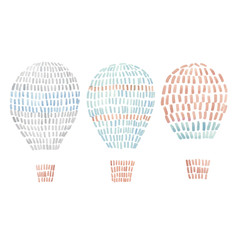 Watercolor vector set with air baalloons in cute baby stitch embroidery style. Ready clip art.