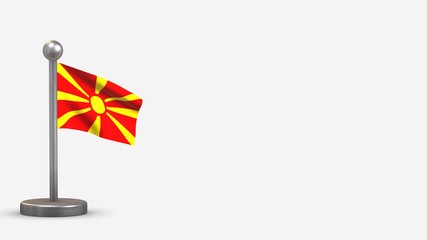 Macedonia 3D waving flag illustration on tiny flagpole.