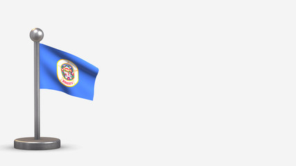 Minnesota 3D waving flag illustration on tiny flagpole.