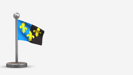 Monmouthshire 3D waving flag illustration on tiny flagpole.