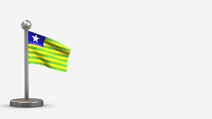 Piaui 3D waving flag illustration on tiny flagpole.