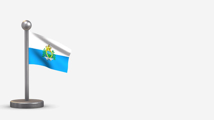 San Marino 3D waving flag illustration on tiny flagpole.