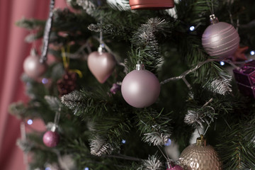 Obraz na płótnie Canvas christmas decorations tree, balls on the tree,