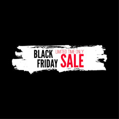 Black friday sale banner on grunge brush stroke. Vector illustration with brushstroke for business, promotion and advertising.