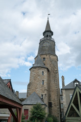 Fototapeta na wymiar historic clock tower in the old town center of Dinan in Brittany