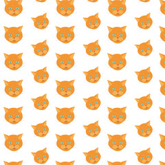 Illustration face  of orange tabby cat. Isolated portrait on white background. Cat breed  Cat icon head. Cute kitty, animal's head logo in a flat style, cat's face.