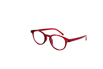 Red glasses isolated on white background